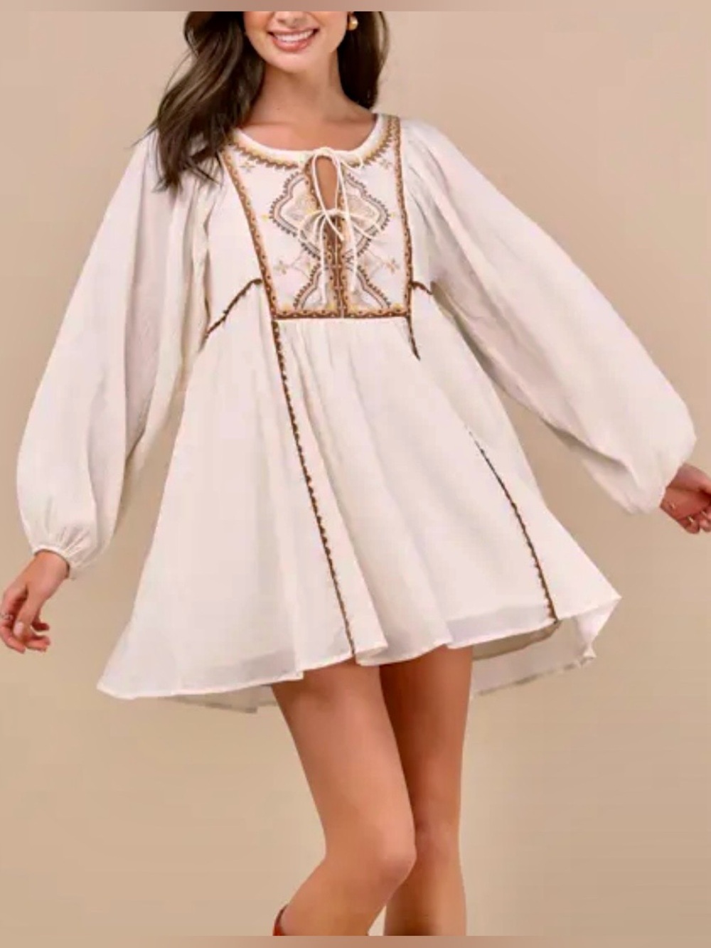 Lulus Exceptionally Dreamy Embroidered Mini Shift Dress in Ivory